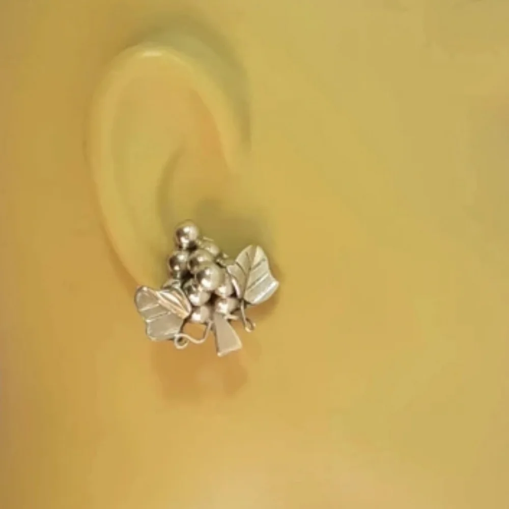 Vintage Silver Grape Cluster Earrings